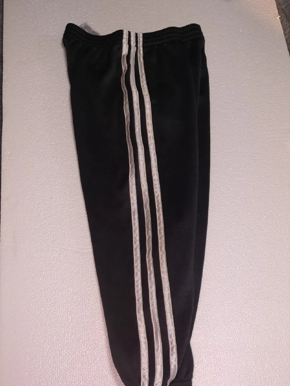 Adidas Kids Black Track Pants with White Three-Stripes 6T